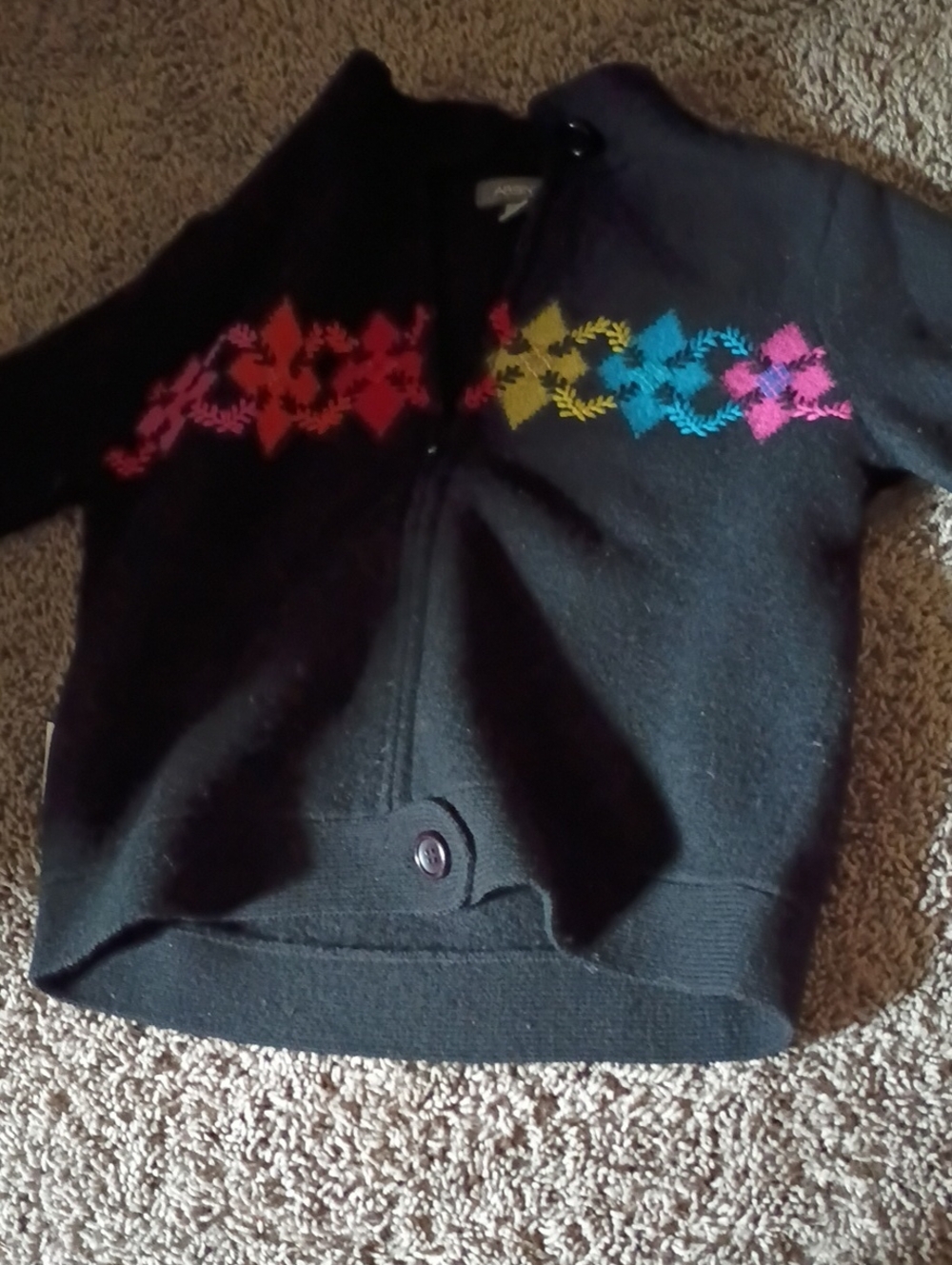 Abercrombie & Fitch Black Zip Knit Jacket with Multicolor Fair Isle